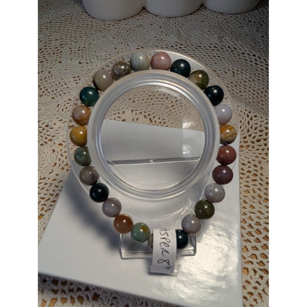 Handmade Fancy Jasper Stretch Bracelet, 8 Inches And Up